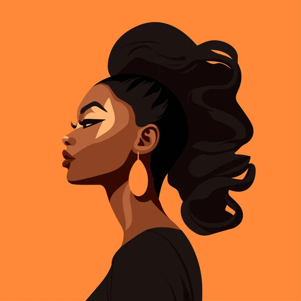 Siyah kadın modern ikon avatarı. Afrikalı kadın tasarımı. Soyut çağdaş poster. Duvar tasarımı. Vektör deposu