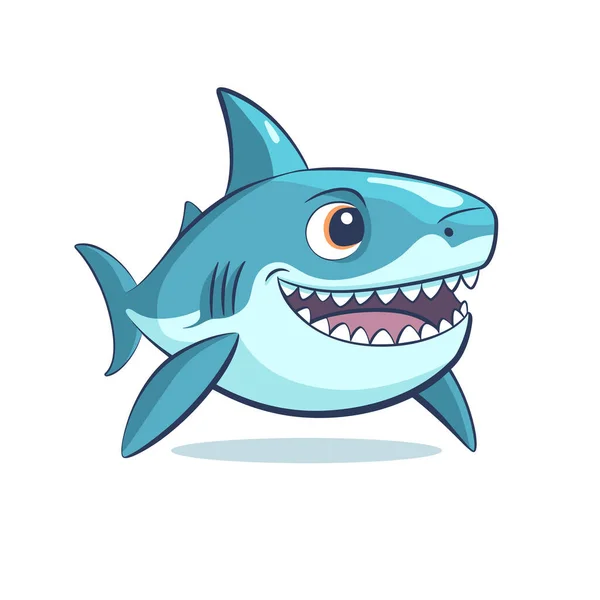 Smiling Shark Cartoon Character Isolated White Background Vector Stock — Stock Vector