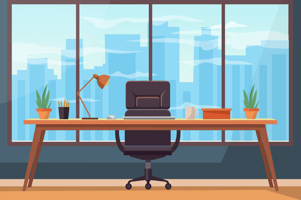 Interior Oficina Moderno Vacío Interior Oficina Diseño Plano Espacio Trabajo — Vector de stock