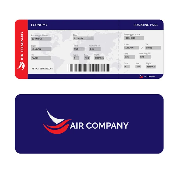 Boarding Pass Template Isolated White Background Realistic Airline Ticket Vector Gráficos Vectoriales