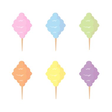 Pamuk şekeri beyaz arka planda izole et. Diş ipi şekeri. Vektör deposu