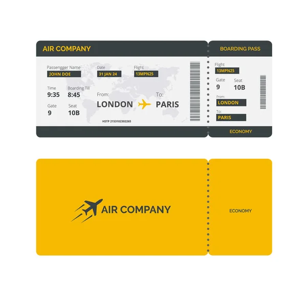 Boarding Pass Template Isolated White Background Realistic Airline Ticket Vector Vectores De Stock Sin Royalties Gratis