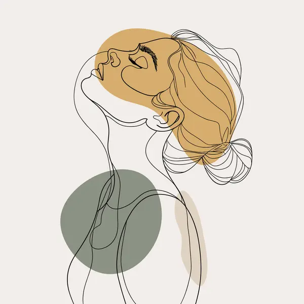 Mujer Avatar Icono Moderno Mujer Dibujado Mano Una Línea Diseño Ilustración De Stock