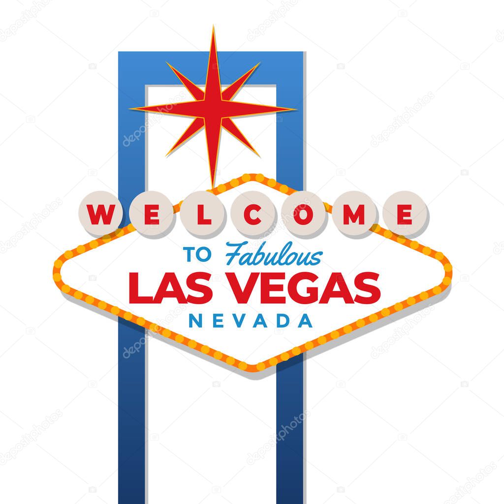 Las vegas sign design isolated on white background. Welcome to fabulous Las Vegas sign. Vector stock