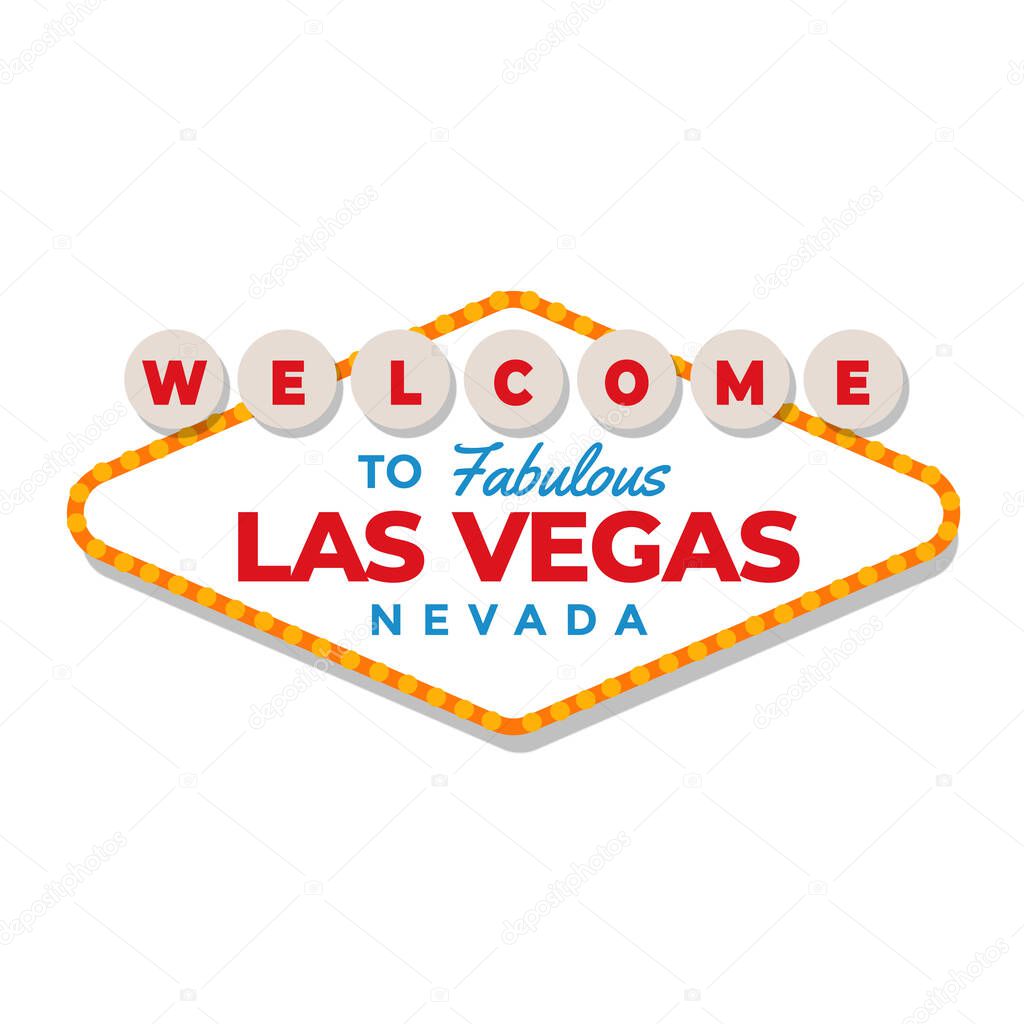 Las vegas sign design isolated on white background. Welcome to fabulous Las Vegas sign. Vector stock