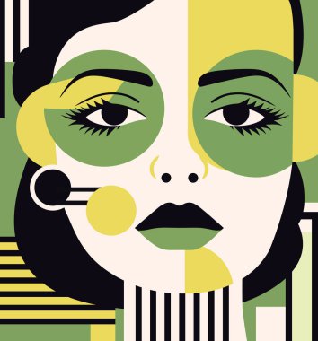 Kadın modern ikon avatarı. Kadın tasarımı. Soyut çağdaş poster. Duvar tasarımı. Vektör deposu