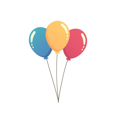 Beyaz arka planda izole edilmiş balon doğum günü. Üç renkli balon. Doğum günü partisi dekorasyon elementi. Vektör deposu
