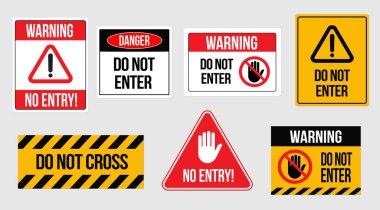 Beyaz arkaplanda izole edilmiş işaret etiketini girmeyin. Vektör deposu