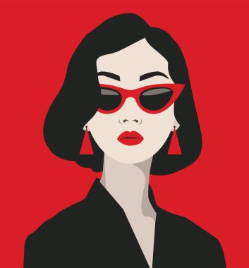 Kadın modern ikon avatarı. Güzel Asyalı kadın tasarımı. Soyut minimalist çağdaş poster. Duvar tasarımı. Vektör deposu