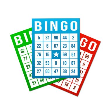 Beyaz arka planda izole edilmiş numaralarla tombala kartları. Vektör deposu