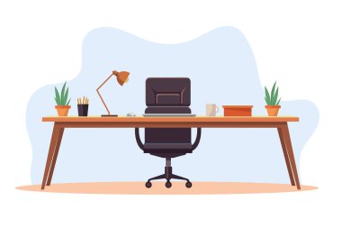 Boş, modern ofis içi. Daire tasarımda ofis içi Modern iş alanı. Vektör deposu