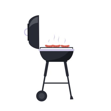 Açık portatif ızgara ızgarası beyaz arka planda izole edilmiş. Vektör deposu