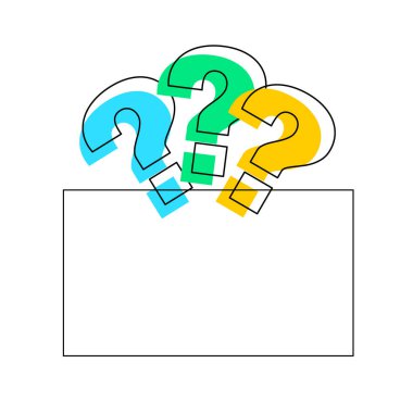 Soru işareti arkaplanı beyaz arkaplanda izole edilmiş boş bir boşluk. Sınav konsepti. Vektör deposu