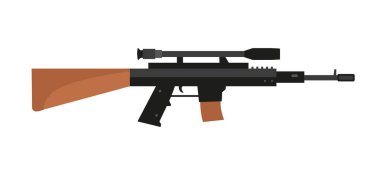 Keskin nişancı silahı beyaz arka planda izole edilmiş. Modern silah. Tabanca atışı. Vektör hisseleri.