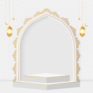 Islamic Podium 3D Product Display Sale Banner Background clipart