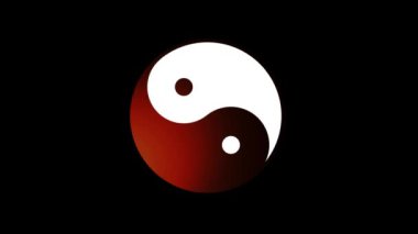 Tai-jin yin yang siyah mürekkep darbeleri siyah arka planda canlandırılır.