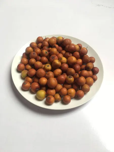 stock image Top view of small Bair Fruit of Asia. Pattern background of Jujube Fruit Bair Fruit or China Apple in Punjab, Pakistan.