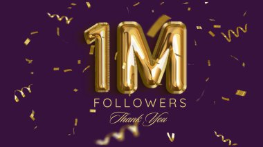 Thank you followers peoples, 1m online social group, happy banner celebrate, Vector illustration clipart