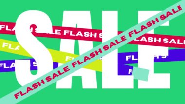 Yeşil arka planda Flash Shopping videosu. Sosyal medya ve website4k video için Flash Pazarlama afiş video şablonu tasarımı