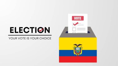 Ekvador seçim 2025 konsepti, demokrasi, bayrak. Vektör simgesi illüstrasyonu