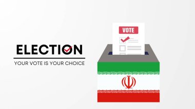  İran seçim 2025 konsepti, demokrasi, bayrak. Vektör simgesi illüstrasyonu.