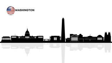 Washington silueti, Washington şehir manzarası, Washington gökdelen binaları vektör silueti. vektör çizici
