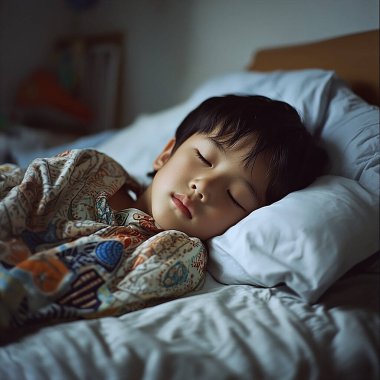 Tatlı Asyalı Çocuk Yatakta Huzur İçinde Uyuyor Sevimli Çocuk Dinleniyor