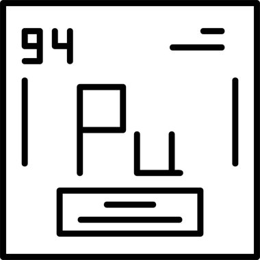 Plütonyum sembolü. Periyodik tablonun kimyasal elementi. Vektör stok illüstrasyonu