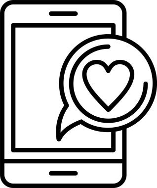 Aşk kalp sohbet simgesi ana hatlarıyla