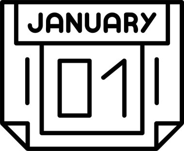 1 Ocak takvim ikonu vektör illüstrasyonu