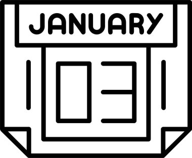 3 Ocak takvim ikonu vektör illüstrasyonu