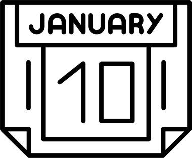 10 Ocak takvim ikonu vektör illüstrasyonu
