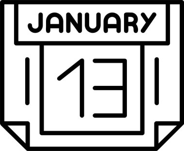 13 Ocak takvim ikonu vektör illüstrasyonu