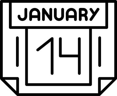 14 Ocak takvim ikonu vektör illüstrasyonu
