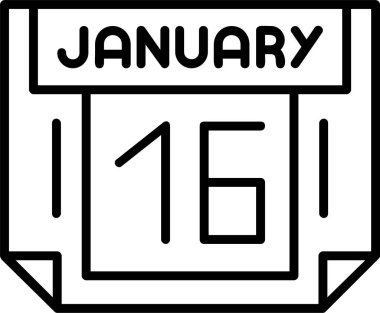 16 Ocak takvim ikonu vektör illüstrasyonu