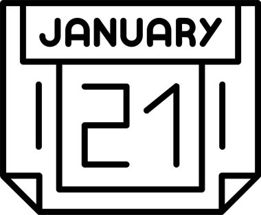 21 Ocak takvim ikonu vektör illüstrasyonu