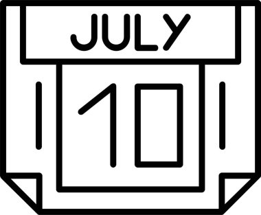 10 Temmuz tarihi, takvim ikonu vektör illüstrasyonu 
