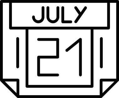 21 Temmuz tarihi, takvim ikonu vektör illüstrasyonu 