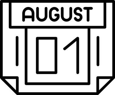 1 Ağustos tarihi, takvim simgesi vektör illüstrasyonu 