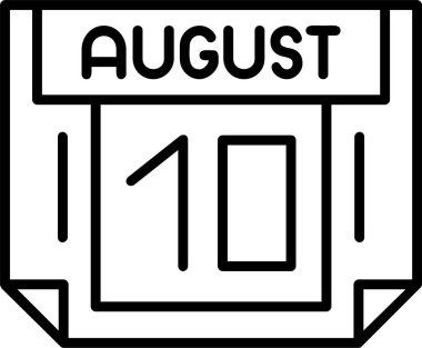 10 Ağustos tarihi, takvim simgesi vektör illüstrasyonu