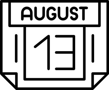 13 Ağustos tarihi, takvim simgesi vektör illüstrasyonu
