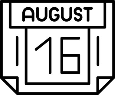 16 Ağustos tarihi, takvim simgesi vektör illüstrasyonu