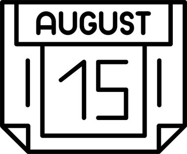 15 Ağustos tarihi, takvim simgesi vektör illüstrasyonu
