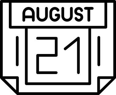 21 Ağustos tarihi, takvim ikonu vektör illüstrasyonu