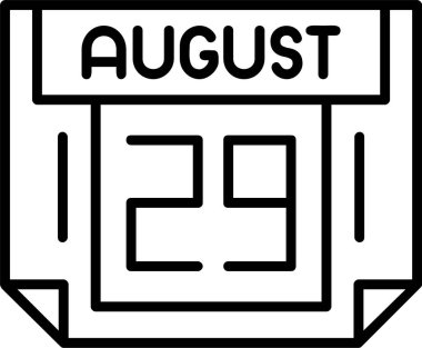 29 Ağustos tarihi, takvim ikonu vektör illüstrasyonu