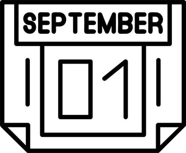 1 Eylül takvim ikonu vektör illüstrasyonu