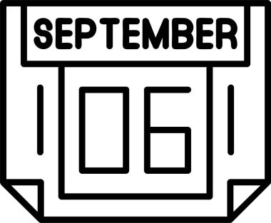 6 Eylül takvim ikonu vektör illüstrasyonu