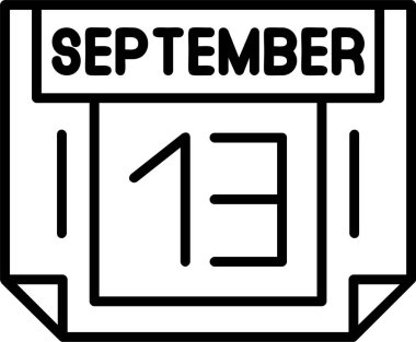 13 Eylül takvim ikonu vektör illüstrasyonu