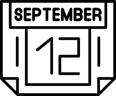 12 Eylül takvim ikonu vektör illüstrasyonu