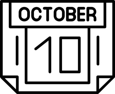  10 Ekim tarihi, takvim simgesi vektör illüstrasyonu